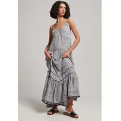 Superdry für Damen. W8011294A Langes blaues trägerloses Kleid (XXS), Lässig, Viskose, Ärmellos / Hosenträger