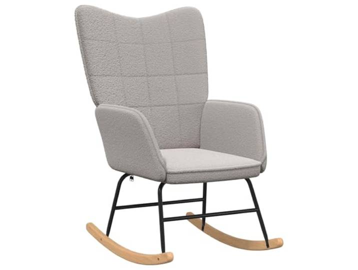 Heofavd Schaukelstuhl Hellgrau Sherpa Stoff Polstersessel 61x78x93.5cm