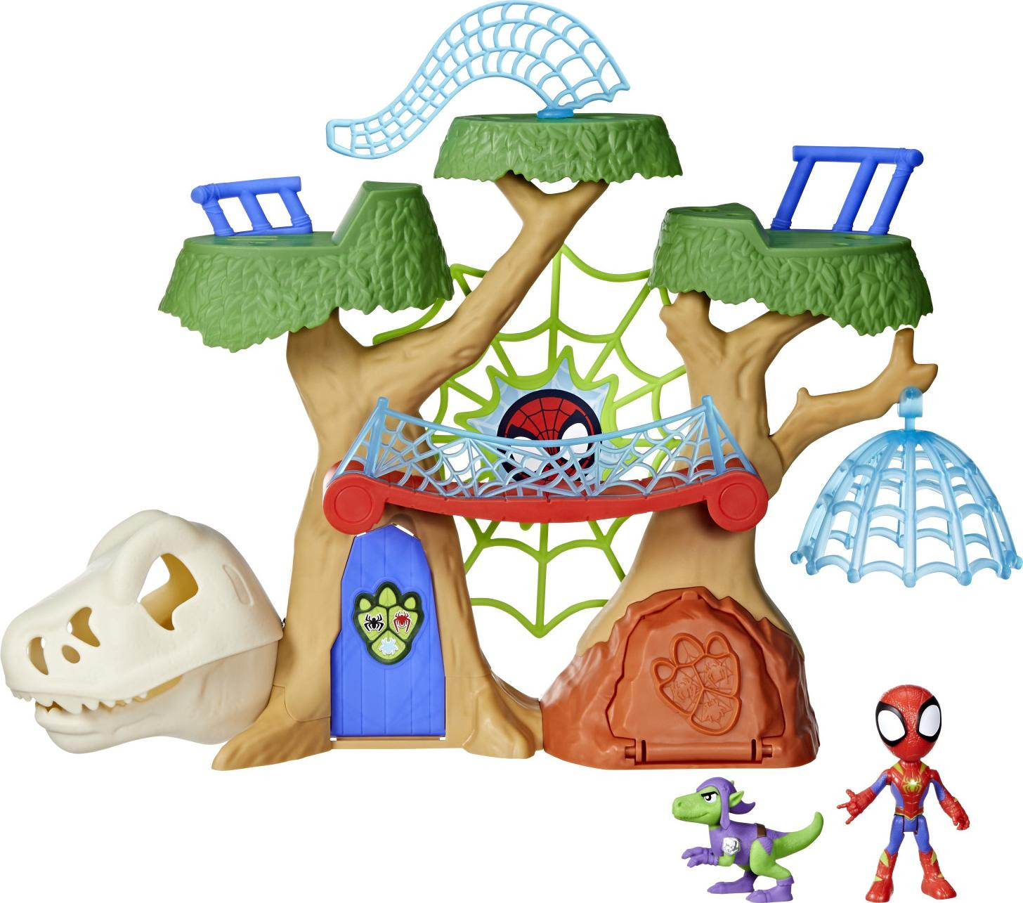 Hasbro Spidey and Friends Spidey Dino-Webs Forest Base Set met Superhero Figuren en Accessoires