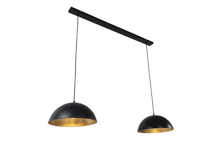 Suspension industrielle noire avec or 2 lumières - Magnax