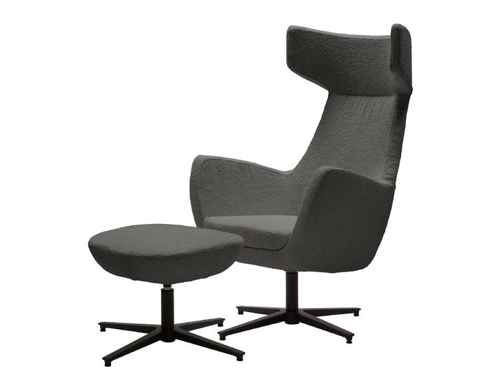 Fauteuil lounge LUZO Gris Tissu Bouclé Bodil 76 x 117 x 74cm