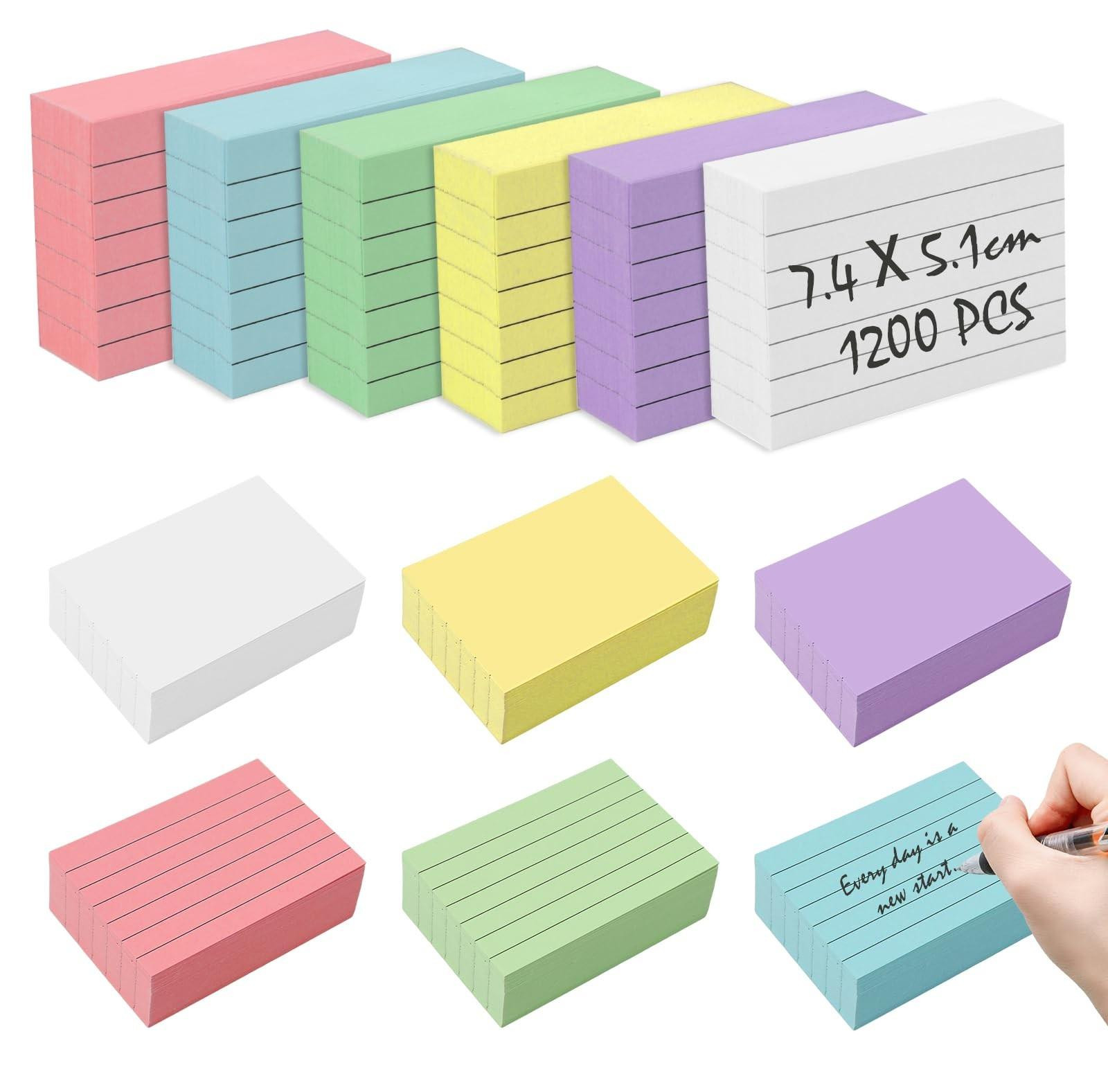 Set van 1200 gekleurde lined flashcards voor het leren