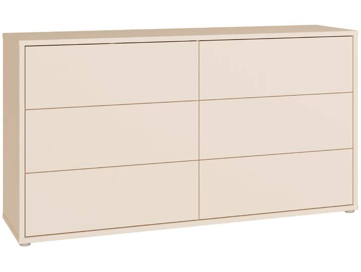 Sideboard FORTE Alice Springs, Kommode mit 6 Schubkästen, Breite 154,5cm , beige (kaschmir beige), B:154,5cm H:83,1cm T:41,5cm, Holzwerkstoff, Sideboards, Sideboard, Schubkästen mit Vollauszug, grifflos,Push to open, Stauraum