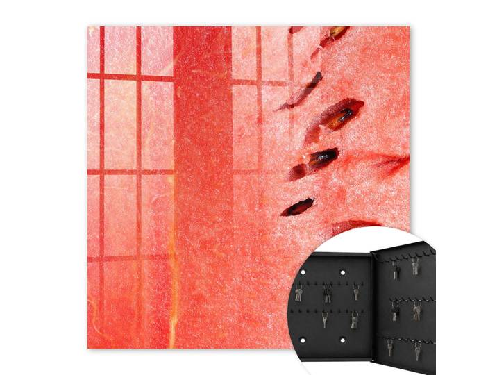 Tulup Schlüsselbox Schwarz 30x30 cm- Türöffnung nach rechts - Saftige Wassermelone, Rot, Metall, Landschaft/Berg, Rechteckig, 30x30x5 cm, Garderobe, Schlüsselkästen & Schlüsselboards