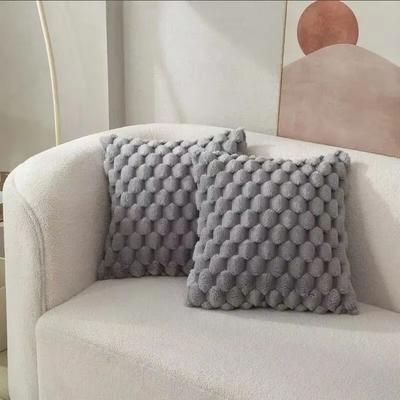 Inspired Finds Plush 3D Pineapple Grid Throw Pillowcase Soft Decorative Cushion Cover For Sofa, Bedroom & Living Room 1pcs Pink
