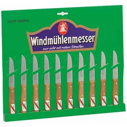 Windmühle WINDMÜHLEN Küchenmesser-Karte mit 10 Messern gerade Klinge 85 mm, Küchenmesser, Braun