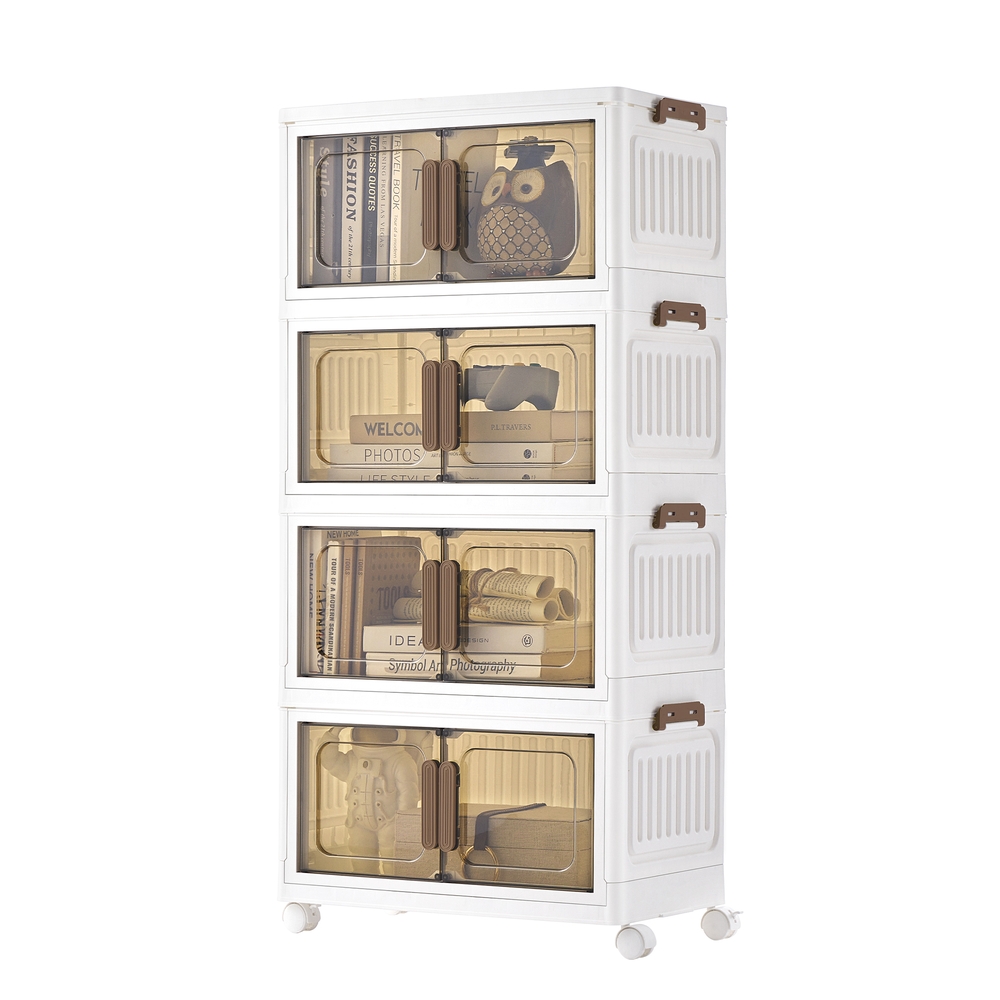 SONGMICS Stapelbare Aufbewahrungsboxen mit Rollen und Deckel RLB445WZ01