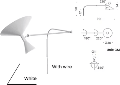 Inspire Curations Marseille Adjustable Swing Arm Wall Sconce white with Plug warm Light 3000k