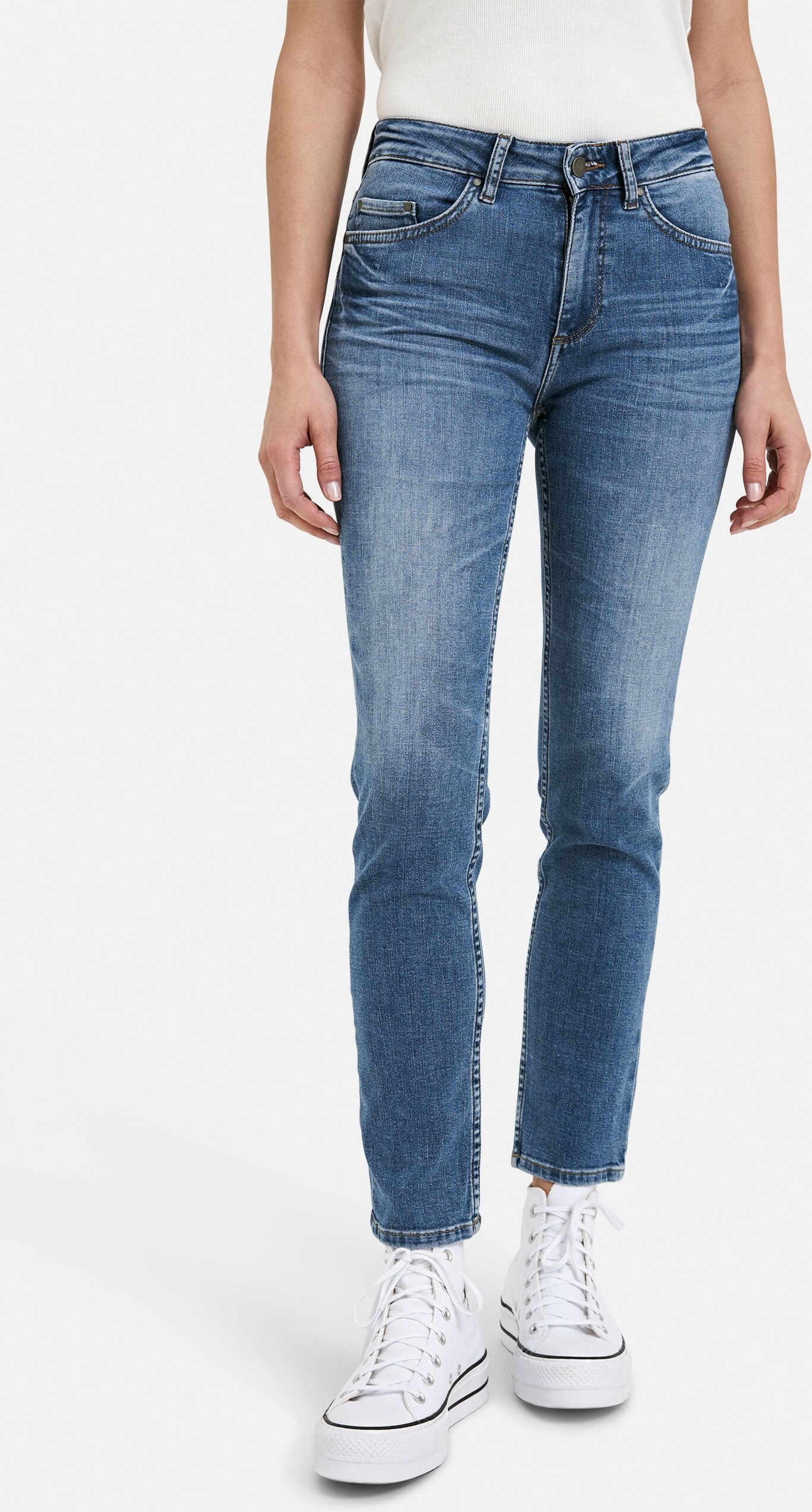 Slim-fit-Jeans SMITH & SOUL, Damen, Gr. 28, Länge 28, denim, Denim/Jeans, Obermaterial: 94% Baumwolle, 6% Elasthan, clean, unifarben, slim fit lang, Jeans Slim-fit-Jeans, Mid Rise denim 28, Länge 28