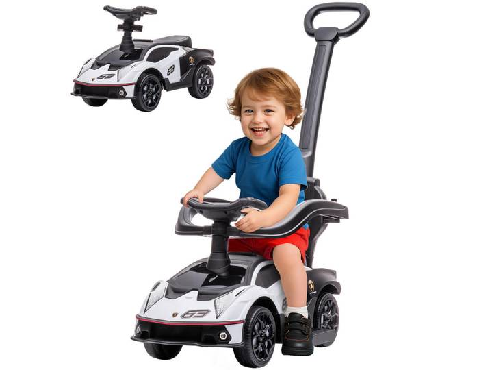 ComfortXL Rutschfahrzeug De-16961 Lamborghini Essenza Scv12 mit Schiebegriff Weiß, Kunststoff, 40x89.5x86.5 cm, Spielzeug, Kinderfahrzeuge