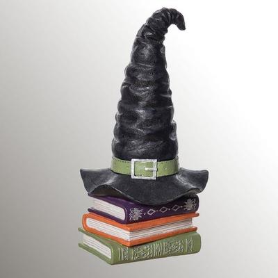 Transpac Witch Hat with Books Table Sculpture Black , Black