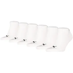 PUMA Unisex Sneakersocken, 6er Pack - Sneaker Plain ECOM 6P, Logo, einfarbig Weiß / 39-42