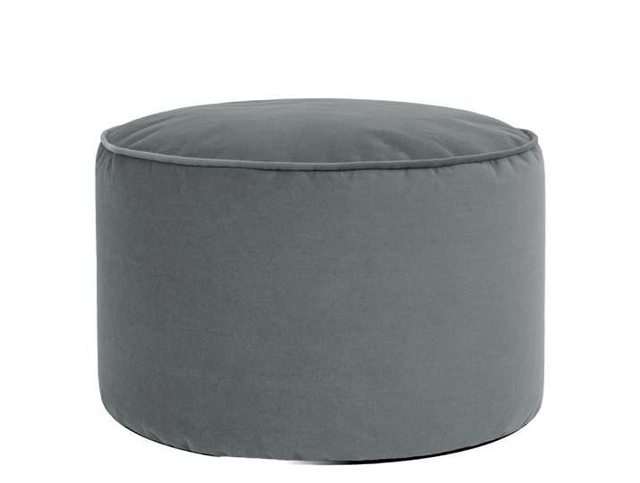 Pouf repose-pieds rond velours gris anthracite