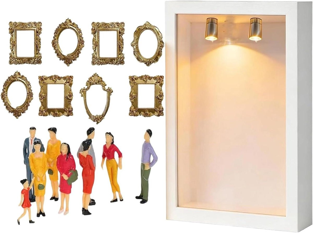 Mini Museum Silhouette Box Herinneringsdoos met LED Verlichting Wit - 25 cm