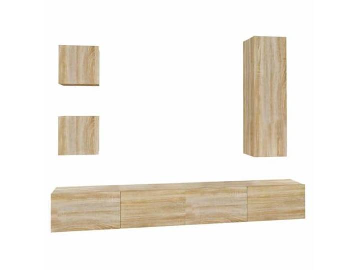 LKJephalotrope 5-tlg TV-Schrank-Set Wandmontage Sonoma-Eiche Platzsparende Hänge-Board Kombination für Wohnzimmer und Schlafzimmer mit reichlich Stauraum für Medien und Deko.