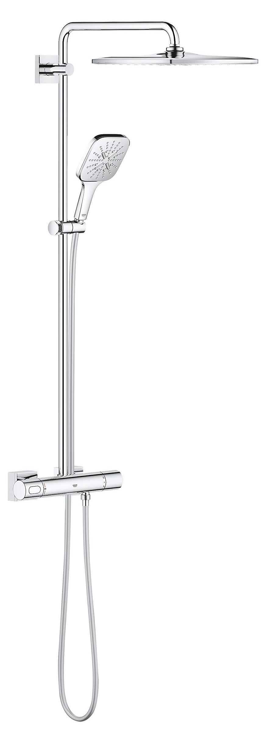 Douchesystem mit Thermostat, 310 mm, Chrom, Antikalk