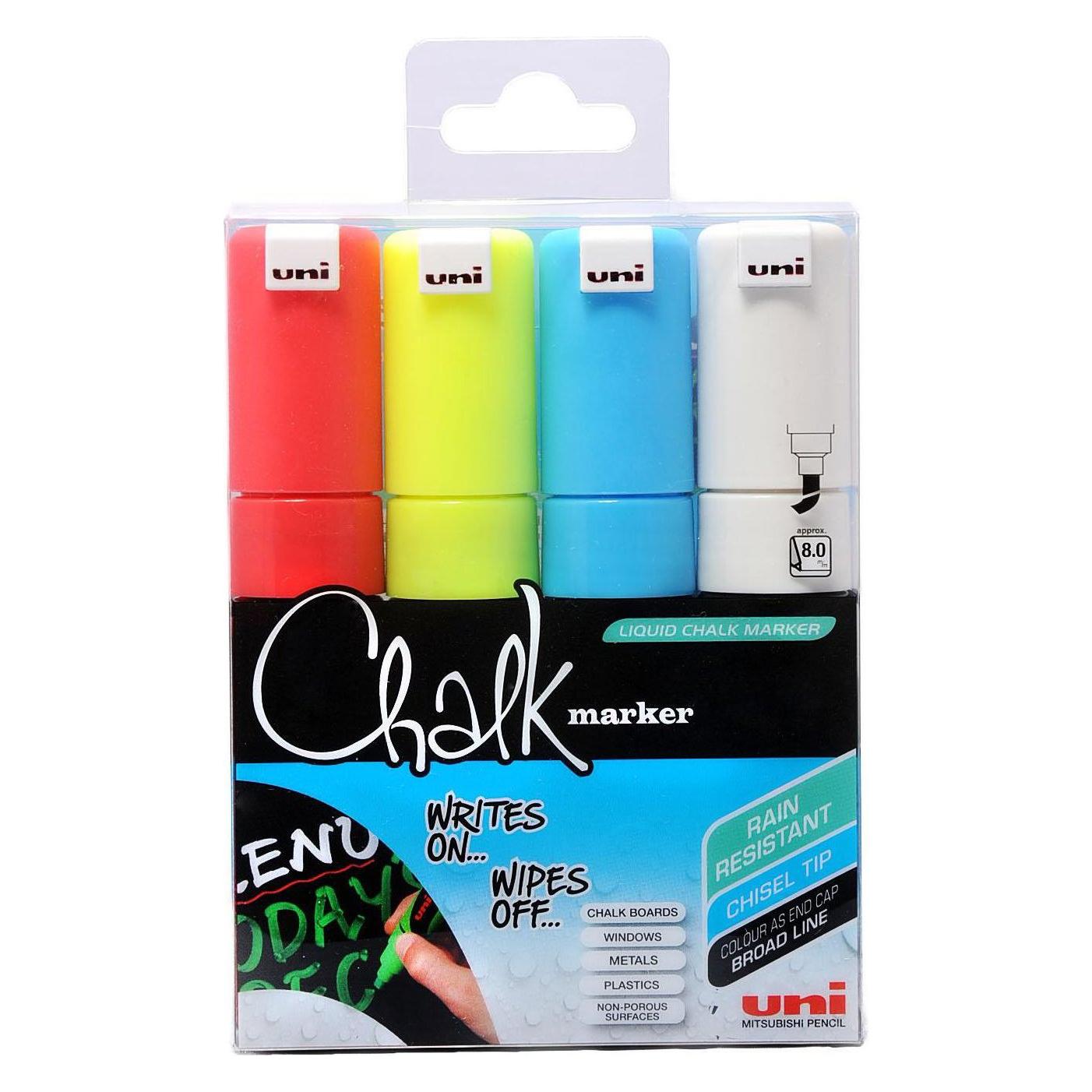 Uni-ball Chalkmarker 8M - Assorted colors, 8 pc (8x) (401582)