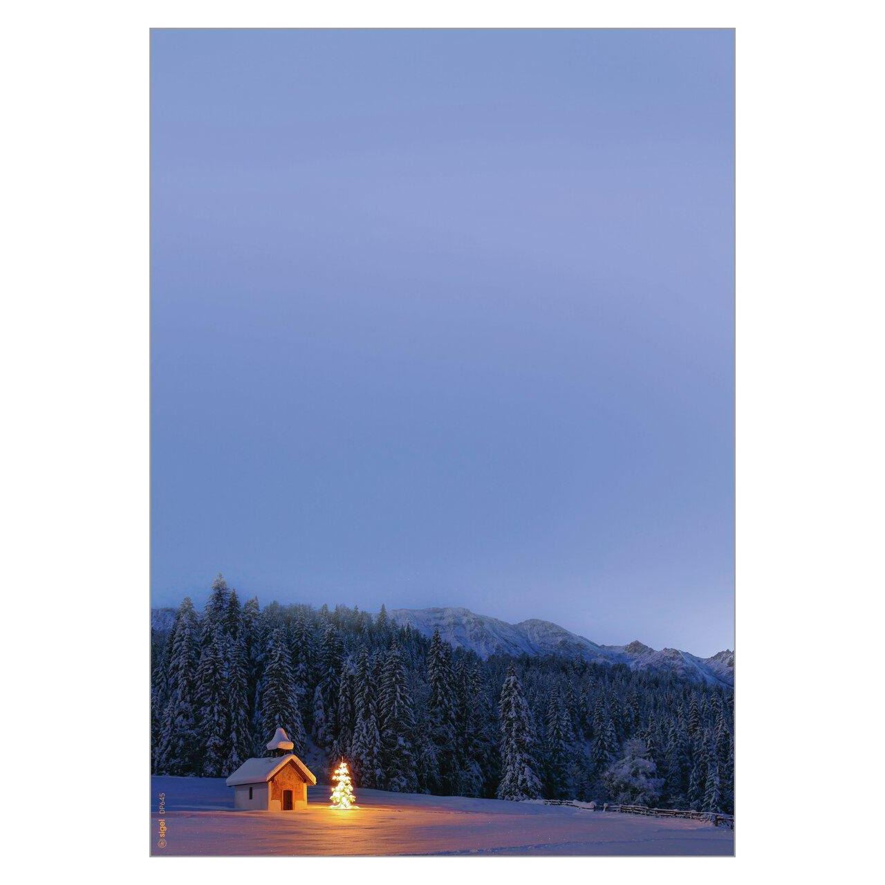 SIGEL Weihnachtsbriefpapier Christmas Chapel Motiv DIN A4 90 g/qm 100 Blatt