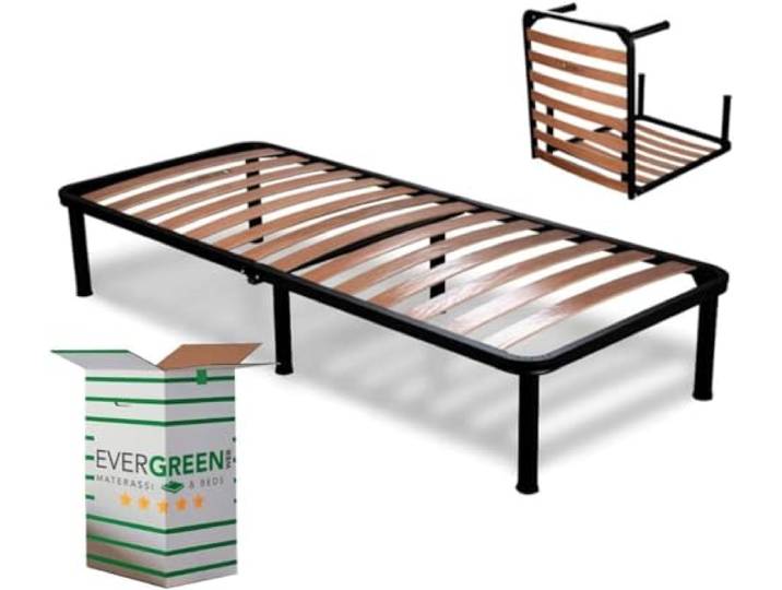 EVERGREENWEB - Orthopädischer Lattenrost 120x200 Faltbar, 35 cm Hoch, Extra Komfort Holzleisten mit 6 Abnehmbar Füße Verstärkte Rahmen aus Stahl, Klappbarer Bettgestell für alle Betten und Matratzen