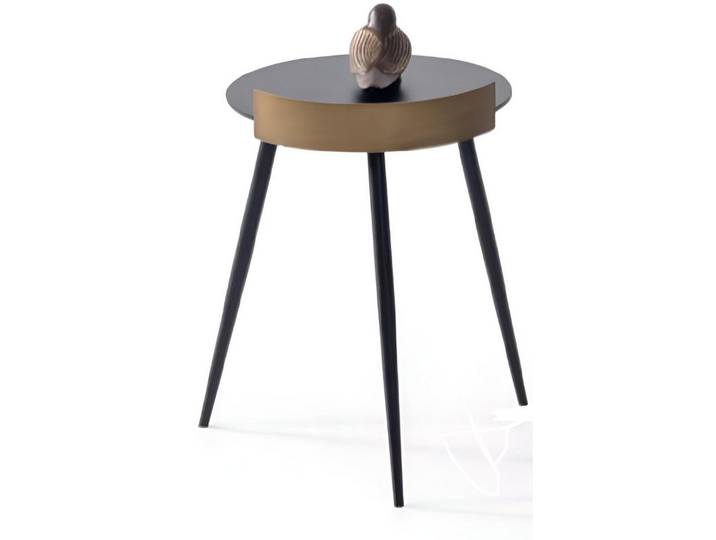 JVmoebel Beistelltisch Designer Beistelltisch mit goldener Umrandung und schwarzer Platte (1-St), Made in Europa
