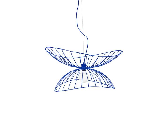 Flexible Design Pendellampe „Ray“ Ø 70 cm Königsblau matt Globen Lighting