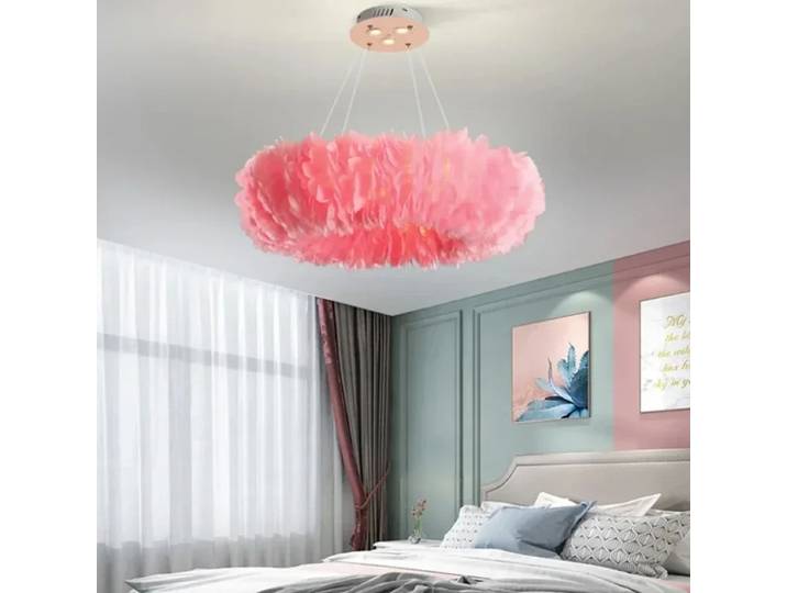 Lampes suspendues en plumes Restaurant mariage chambre fille enfant lustre décor à la maison éclairage Suspension Design Lustres Luminaires