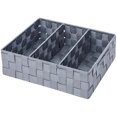 Badorganizer WENKO "Organizer Adria", grau, B:32cm H:10cm T:21cm, Polypropylen, Aufbewahrungsboxen, 3 Fächer, mit Griff