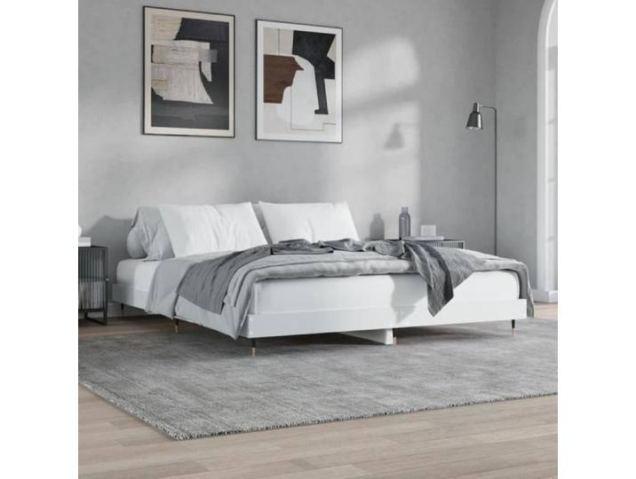 Elegant 200 x 200 cm Cadre de lit Adulte blanc 200x200 cm bois d'ingénierie 28 7 Kg