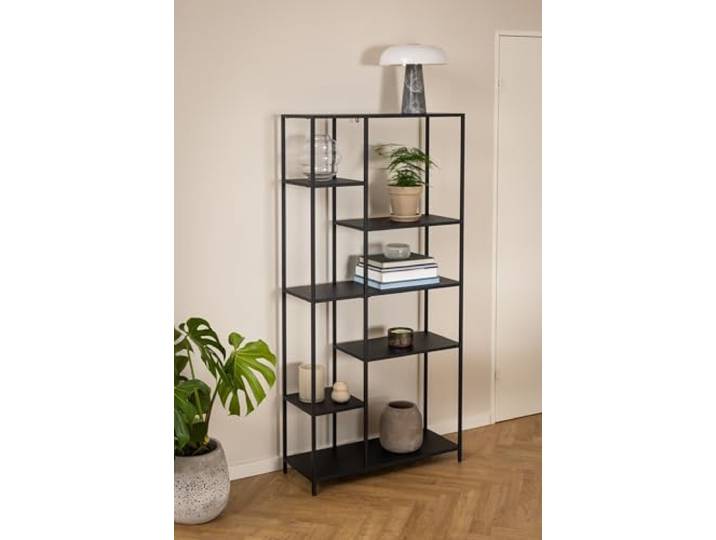 möbelando Standregal >Newcastle< in schwarz, Stahl - 79,5x165x30cm (BxHxT)