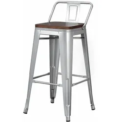 Barhocker, Barstuhl, Barstuhl mit Rückenlehne, Fußhocker Silber 75X43cm