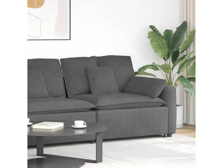 HKQWPBF Modulares Sofa Endmodul mit Armlehne Kissen Dunkelgrau 100 cm 100 cm Breite, Cordstoff und Textilene, Metallrahmen, Armlehne beidseitig montierbar, mit Kissen