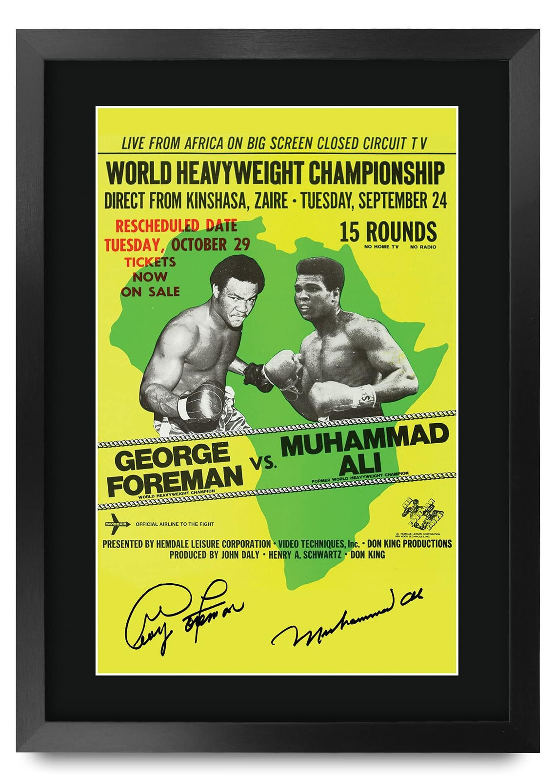 Elzusha Ingelijste Bokshistorie Foto A3 - Muhammad Ali vs George Foreman Gevecht