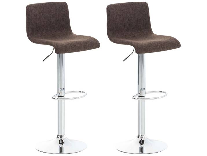 TPFLiving 1er Set Barhocker Hope Gestell Metall in Chromoptik Stoff - Braun