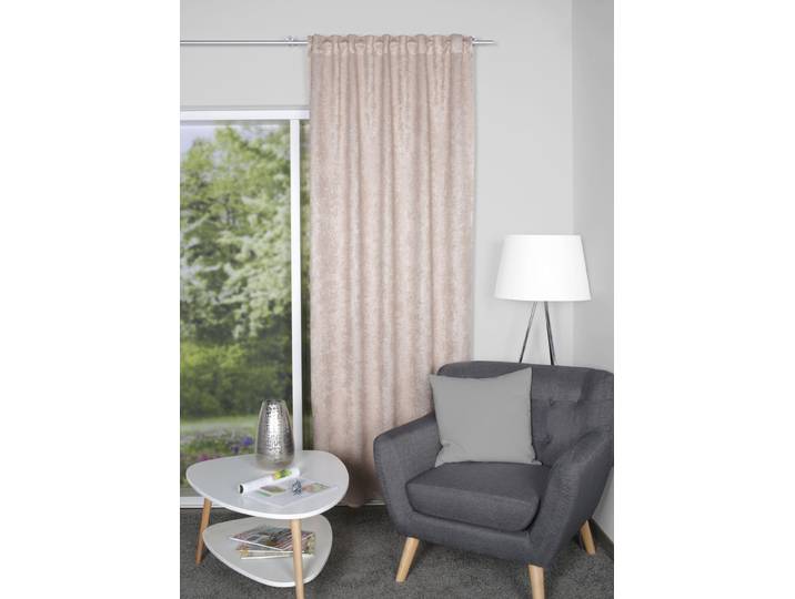 Vorhang HOME WOHNIDEEN SKILIO Gr. 1, braun (cappuccino), B:135cm H:245cm, Polyester, Gardinen, Vorhang, Kombibandschal SKILIO prägedruck