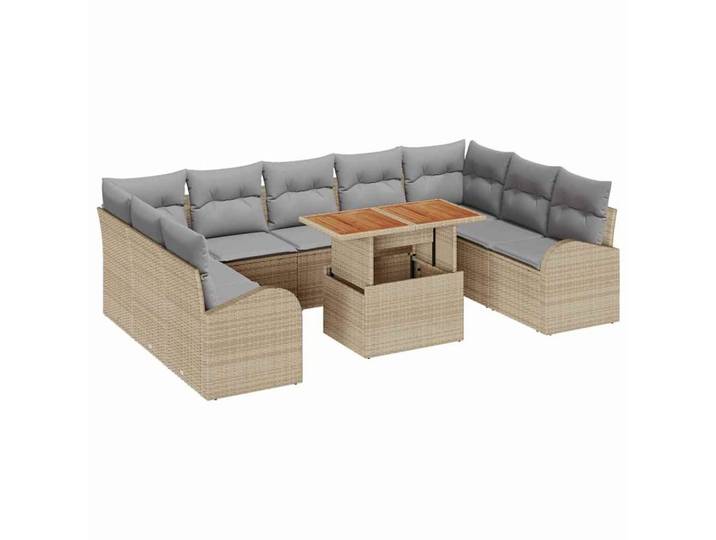 vidaXL Loungesofa Garten-Sofa-Set 10 stk. Beige und Hellgrau, 10 Teile