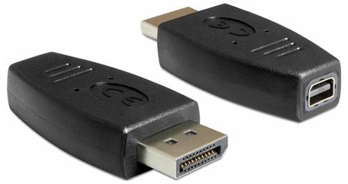 Delock 65237 DisplayPort / Mini-DisplayPort Adapter [1x DisplayPort Stecker - 1x Mini-DisplayPort Buchse] Schwarz