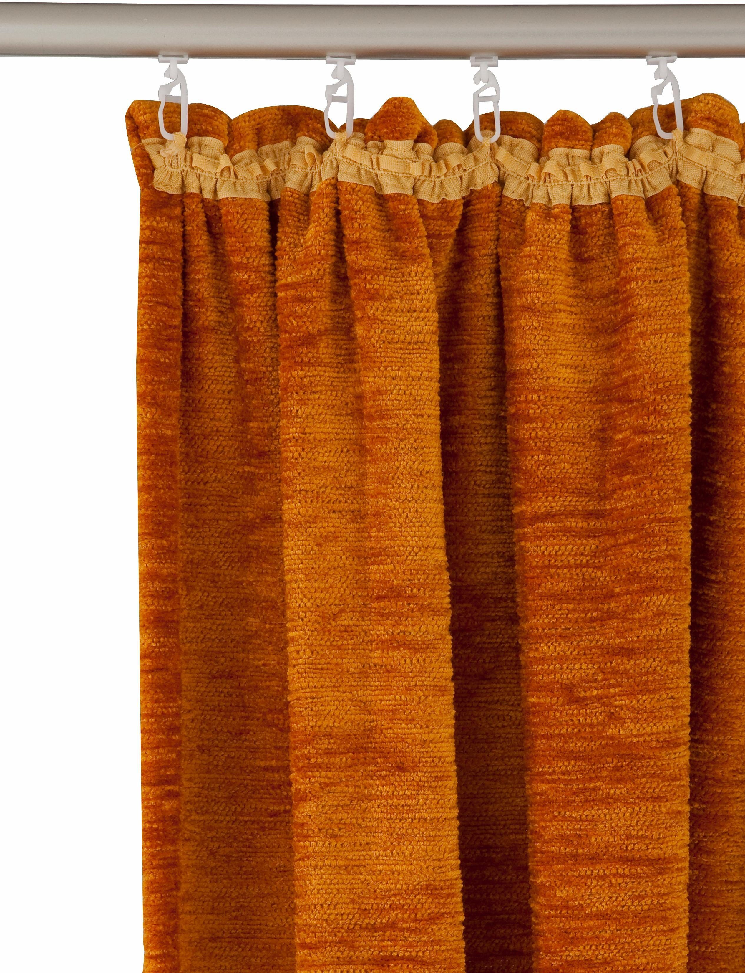 Vorhang WIRTH "B-Holmsund" Gr. 10, orange (blutorange), B:172cm H:225cm, Chenille, Polyacryl, Gardinen, Vorhang blutorange 225cm, Kräuselband, 172cm