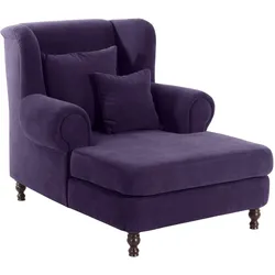 SESSEL XXL Karley Bezug Veloursstoff Buche nussbaum dunkel / violett