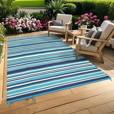 Garvee Modern Colorful Stripes Outdoor Rug