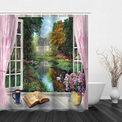 LightInthebox Beautiful Landscape Nature Landscape Print Waterproof Shower Curtain Modern Polyester Machined Waterproof Bathroom With Hooks