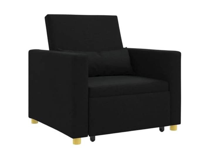 Klappsofa 3-W-1 Schwarz Textil 90 x 165 x 87 cm mit Kissen Stoff, Stahlrahmen, Polyester-Füllung, Lendenkissen, Innenbereich, modernes Design