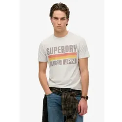 Superdry für Herren. M1012174A Entspannt geschnittenes gestreiftes T-Shirt Japan grau (M), Lässig, Baumwolle, Kurzarm