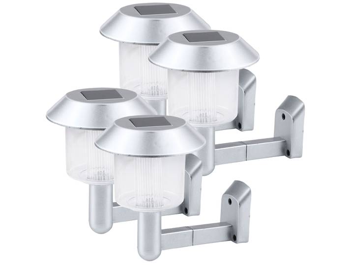 4er-Set Solar-Wandleuchte, silber