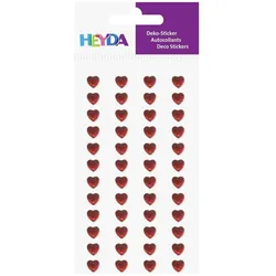 6x Heyda, Sticker, Sticker-Etikett Acrylsteinen Miniherz rund rot 48 Stück (48 Sticker)
