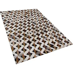 Beliani, Teppich, Glänzendes Lederwachs 160 × 230 cm braun grau TUGLAS (160 x 230 cm)