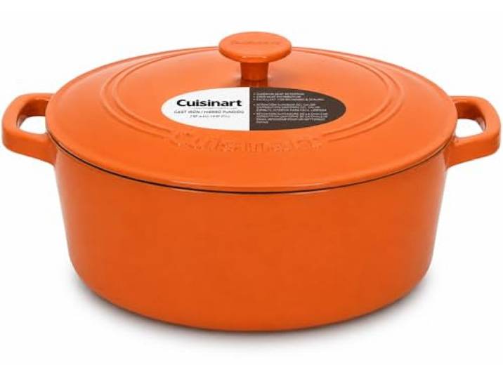 Cuisinart Chef's Classic Schmortopf aus emailliertem Gusseisen, rund, mit Deckel, Terrakotta-Orange, 7 Liter