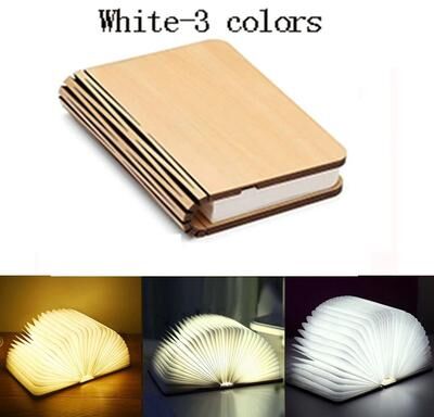 Uplift Picks Rechargeable Wooden Folding Book Lamp Creates Warm Decorative Light Anywhere Beautifully white (3 Colors) 21.6x16.9x2.4cm