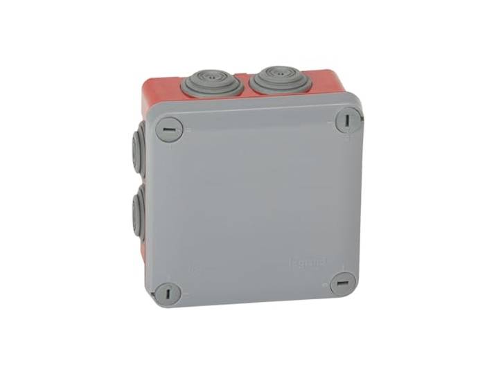 092025 Boîte de dérivation carrée Plexo dimensions 105x105x55mm ROUGE pour ERP - 7 entrées - Legrand