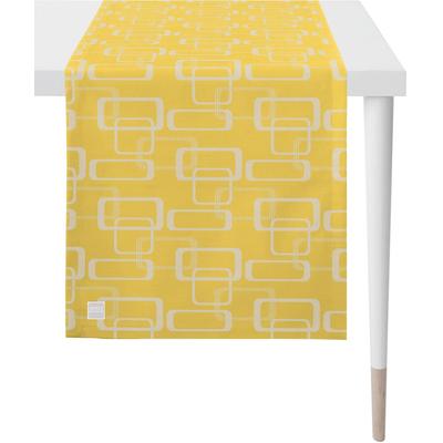 Tischläufer APELT "3966 Outdoor, Sommerdeko, Sommer", gelb (gelb, weiß), B:46cm L:135cm, Polyester, Tischdecken, Jacquardgewebe
