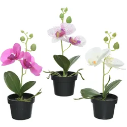 Decoris 1 Kunstblumen Orchideen 10x25cm künstliche Seidenblumen Dekoblumen Fensterdeko